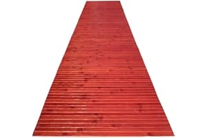 SpazioTessile Tappeto Cucina Stuoia Passatoia Gommata Bamboo Naturale Antiscivolo 9Misure tinta unita rm (Rosso, 50x220)