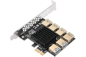 YABOANG PCIe 1 to 6 PCI rise 16X ASIC Miner/USB Bitcoin Miner/GPU mining rigs,PCI-E 1X to External 6 USB 3.0 Adapter Converter w/Large Heatsink,PCIE Splitter Multiplier Extender Card