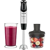 Moulinex QuickChef Hand Blender 1000W 10 Speed Turbo Chopper | With 10 speeds, turbo function, splash guard, 500 ml chopper a