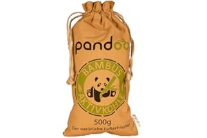 pandoo 1 x 500g Désodorisant en bambou naturel avec charbon actif - Purificateur d'air, déshumidificateur, pour 2 ans, sans chimie et polluants et 100% biodégradable