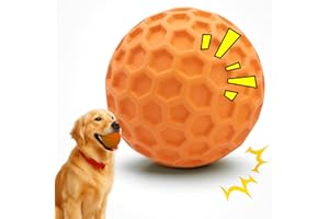 EASING Indestructible Squeaky Dog Ball – Bouncy Durable Unbreakable Tough Natural Rubber Chew Toy for Medium & Large Heavy Aggressive Chewers, Interactive & Fun, Relieves Anxiety & Boredom, Puppy Teething