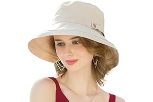 SOMALER Cappelli da sole da donna in cotone a tesa larga UPF50 UV Packable Beach Hat Summer Bucket Cap per viaggio