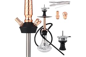 RMAN Shisha vattenpipa 55cm mini hookah i aluminium liten shisha set komplett med silikonslang, kaminhuvud, kaminfäste, munstycke, dykrör i rostfritt stål, diffuser, tång, shishatillbehör