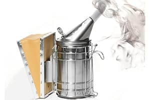 BIENENWAGNER Imkerpfeife Profi Edelsthl-Smoker Bienenraucher Amiskoker im Dadant Style mit Leder blasebalg Smoker Bienen (Groß 4x7 Zoll)