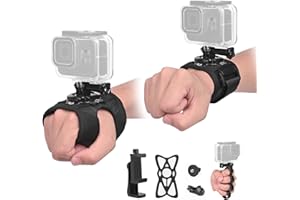 ShipeeKin Sangle de Poignet Dragonne de Main Fixation de Bracelet avec Porte-téléphone Compatible pour Gopro Hero, EK7000, Insta360, Dragon Touch, Yi 4K Surfola Apeman Jadfezy,SLR DLSR