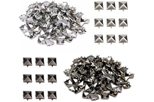 Bieiyhe 200 Piezas Remaches Cuadrados 8 mm, Tachuelas para Cuero Piramide, Remaches Punk, Remaches Decorativos, Remaches de Garra, Remaches Metálicos Maquina Tachuelas para Ropa, Bolsos, Zapatos