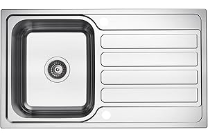 RUMO RELIABLE & MODERN RUMO Zenith Stainless Steel Kitchen Sink 1.0 One Single Bowl - Fully Reversible Sinks with Drainer 860 x 500mm Inset Life Time Warranty Includes Wastes & Plumbing Kit