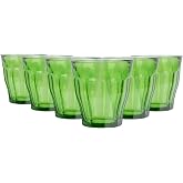 Duralex 6 x Jungle Green 250 ml Picardie Glass Tumblers &ndash; Glass Water Wine Whisky Gin Juice Cocktail Drinking Glassware Set o