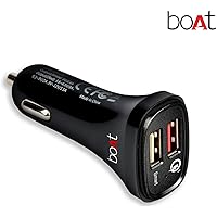 boAt Dual Port Rapid Car Charger (Qualcomm Certified) Smart Charging with Quick Charge 3.0 (Black)