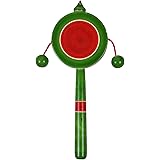 YAMKAY Plate Rattle, Wooden Rattle Hand Drum Kids Toy- Multicolor Pack of 1