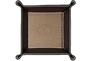 FrasiBags Svuotatasche Organizer Scrivania in Vera Pelle Made in Italy, Svuota Tasche Vassoio Porta Oggetti in Pelle Quadrato (Taupe)