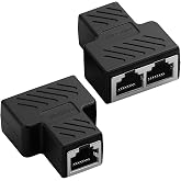 Mowpiny 2 Pieces RJ45 Splitter 1 to 2 Ethernet Splitter | RJ45 100Mbps Connector for Cat5 5e 6 7 8 Cables for Computer Router