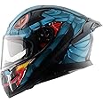 Axor Apex Venomous ISI ECE DOT Certified Full Face Dual Visor Helmet for Men and Women with Pinlock Fitted Outer Clear Visor and Inner Smoke Sun Visor Dull Black Blue(M)