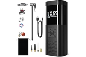 bestyks Portable Tyre Inflator for Car Tyre Inflator 150 Psi Cordless Tyre Inflator 12V 6000mAh Dc Adapter - Electric Wheel Pump Fast Inflation & LED Light for Car Motorcycle Bike Ball