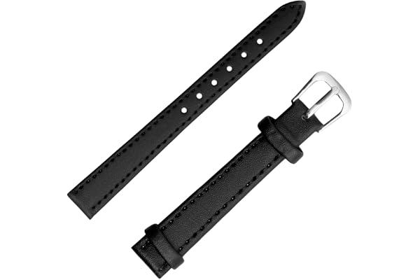 brileze klockarmband i läder elegant mjukt äkta läder 12 mm snabbfrigörande kvinnor platta tunna ersättningsarmband med spänne i rostfritt stål