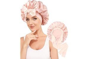 MUYUNBOS 100% Silk Bonnet for Sleeping, 19 Momme Pure Mulberry Silk Hair Wrap with Tie Band Stay On Head, Silk Hair Bonnet for Women, Reduce Frizz