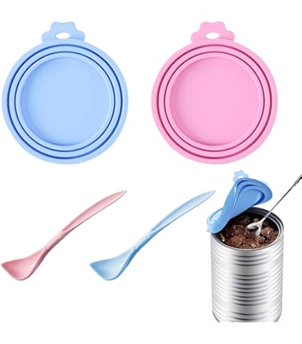 4 Coperture In Silicone Per Lattine Cibo Animali - Coperchi Universali Con Cucchiai Per Conservazione - Foto 9