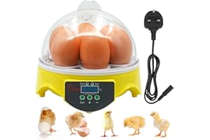 MUYIRTED Mini 7 Egg Incubator Automatic Hatching Poultry Incubator Hatcher Tool, Automatic Temperature Control and Led Screen Display Temperature-UK Plug