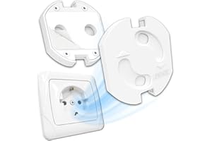Hoffenbach 20x Power Socket Cover with Swivel Mechanism - Child Fuse for Wall Outlets & Socket Protectors - Safety Cover for Babies & Children - Adhesive Wall Outlet Cover - White