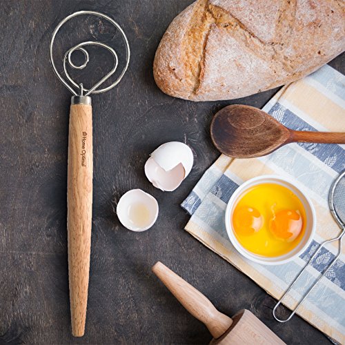 Home optimale Schneebesen dänischen ideal für Pasta Dicke (Brot, Pizza, Cookie, Gebäck) – Profiqualität aus Edelstahl und Holz - 5