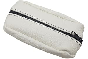 MYLEDERSHOP Astuccio per chiavi in pelle bovina, grande, con 2 scomparti con chiusura lampo (Design 2 / Bianco)