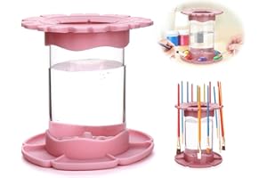 XYUAYAMZ Soporte Enjuagador Pinceles Arte Pintura - Lavapinceles Desmontable, Portapinceles, Bandeja, Cubo Transparente Portátil, Shabu-Shabu Multifuncional, Para Esbozos Artísticos, Herramientas ( 1 Ud. Rosa)
