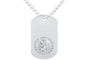 CHRISTOPHER JAMES OF LONDON CJoL - Personalised Sterling Silver St Christopher Dog Tag With Optional Chain In Gift Box