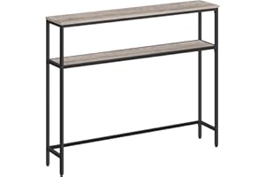 VASAGLE Mesa de Consola de 2 Niveles, Mesa Auxiliar con 2 Estantes, 20 x 100 x 80 cm, para Sala de Estar, Pasillo, Recibidor, Greige Mélange y Negro Tinta LNT131K02