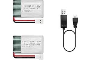HAWK'S WORK 2 Pezzi di Batteria Lipo da 3.7 V, 300 mAh Batteria Ricaricabile ai Polimeri di Litio per Aereo RC Elicottero Drone Tutti i Modelli e Giocattoli (XH2.54 Connettore)