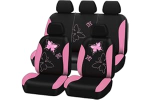 ‎FLYING BANNER Flying Banner Maschen Schmetterling Universal für Auto Sitzbezüge Seitenairbags Kompatibel(Komplettset-Spitze, Rosa)