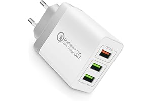 ONELY 3Puertos QC3.0 USB Cargador rápido, Movil Universal Adaptador, 30W QC3.02.0 Smart Alimentador USB, de Alimentación para Samsung iPhone iPad Huawei Google y más