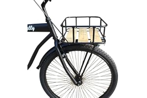 TentHome Cestello VéLo Portapacchi Anteriore VéLo con Cestino Portabagagli Anteriore VéLo in Legno Portapacchi Anteriore Holland Road Bike (nero)