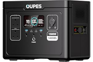 OUPES Exodus 1500 Portable Power Station, 1488Wh LiFePO4 Battery Solar Generator, 1500W(3600W Surge) AC Outlets, UPS, Dual 140W USB-C Outputs for Home Backup, Outdoor Camping, Off-grid, Power Outages