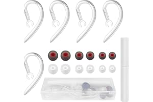 CISHOW 5 szt. 6 mm klipsy do zestawu słuchawkowego Bluetooth, silikonowe, wielowymiarowe, regulowane, 360°, wymienne haczyki na uszy, z wielofunkcyjnym długopisem do czyszczenia, 6 par silikonowych wkładek