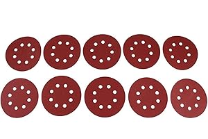ZYYINI Krążki ścierne, papier ścierny 125 mm rzep, 10 sztuk krążków ściernych 125 mm okrągłych 8 otworów rzep do szlifierek mimośrodowych ziarno 10 x P150