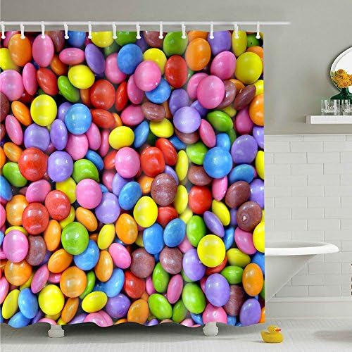 Waterproof Polyester Fabric Bathroom Shower Curtain, Qile Mildew-Resistant Anti-Bacterial 3D Digital Printing Pattern Shower Curtains with 12 Ring Hooks, 180 x180cm (Coloured Pebbles)
