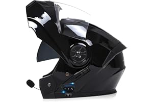 SDPPTYXC Adulte Bluetooth Modulable Casque Moto Homme Et Femme ECE Homologué Flip Up Casque Moto avec Double Visière pour Anti-Collision Casque Scooter Integral Modulable Locomotive Casque