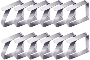 Aoliandatong 12 Stück Tischdeckenklammer Edelstahl, Silber Tischtuchklammern Draußen Tischdeckenhalter Tischtuch Klein Klemme Clips für Dicke Tische Gartentisch, 5 x 4 cm