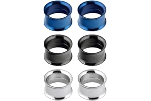 Longbeauty 3 paia di dilatatori a tunnel per orecchio, in acciaio inox, vari colori a scelta