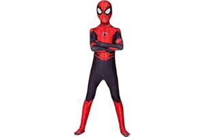 KJHGVBM Costume Spiderman Bambino,Costumi Spiderman Adulto Far from Home,Halloween Carnival Spiderman Classic 3D Stampa Supereroe Cosplay Amazing Maschera,3-14 Anni Costume Spiderman Nero Bambino
