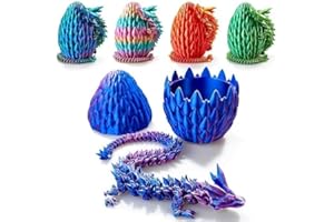 CLUHERTVY 3D Drachenei mit Drache Geheimnisvolles Drachenei 30CM Gelenkiger Drache Geschenk 3D Drache Osterkorbfüller Heim Schreibtisch Dekoration Überraschung Zappelphilipp (Laser Blau + Lila)