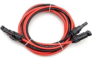 A-DIGISHUO 1M 6mm²/10 AWG Solar Extension Cable with Female and Male Connector | 1 Meter Solar Panel Extension Cable Wire Adapter Kit | 1 Pair Red and Black