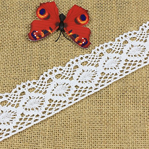 Cotton Spitze Häkel Borte Schleifenband Nähen Basteln 11 Yards (Bleichen) - 2