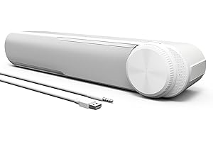 Jeecoo Casse Pc Bianco,Soundbar Pc con 3.5 Aux,Casse per pc Usb Powere 10W Altoparlanti Pc Monitor TV(Usb+3.5)