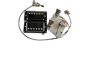 KAILINGBAIHUOSHANGHANG Humbucker Guitar Pickups Humbucker Pickups Neck and Bridge Pickup 4C Wiring Harness Push-Pull Set Set for Gibson Epiphone Guitar (Color : Silver Black Frame)