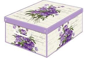 Lavatelli Bauletto Violette, decorative storage box, cardboard storage boxes with lids, storage boxes with lids and handles, clothes storage, toy storage, box storage, Fragrant, Scented Violet, LARGE
