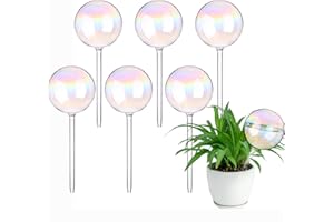 Beautywen 6PCS Iridescent Plant Watering Globes Plant Watering Bulbs Colorful Round Shape Self Watering Devices Iridescent Glass Self-Watering Globes Spikes for Indoor and Outdoor Plants