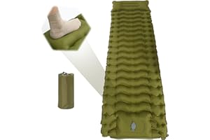 Longzhuo Colchoneta autoinflable para camping, 200 cm × 70 cm, colchón de aire autoinflable, resistente al agua y portátil, ultraligera con prensa de pie, adecuada para senderismo, viajes (verde