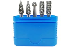 WRS Hartmetall-Frässtifte Satz mit Universal-Kreuzverzahnung, Industriequalität, 5-tlg., in ROSE-Kunststoffbox, Größe: 8,0 mm Kopf-Ø, 5-tlg.