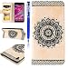 Produktbild FESELE Schutzhülle für [Sony Xperia XA], PU Leder Hülle Mandala Blume Muster Wallet Case Klapphülle Taljereep Leder Bookstyle Brieftasche Leder Case Ledertasche mit Karteneinschub Magnetverschluss Ständer Standfunktion Schutzhülle für Sony Xperia XA + Blau Eingabestift Stylus Touch Pen-Mandala Blumen,Weiß